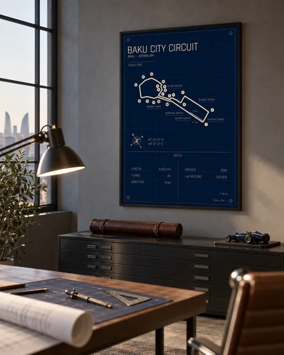 Baku City Circuit circuit poster — Blueprint edition