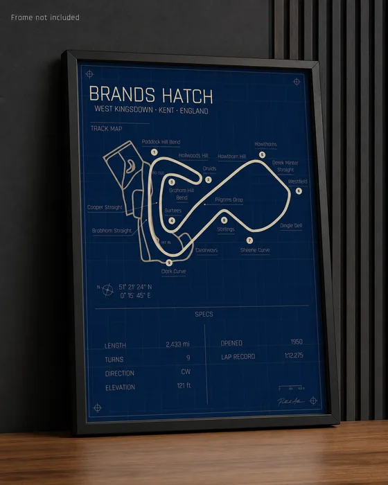 Brands Hatch circuit poster — Blueprint edition