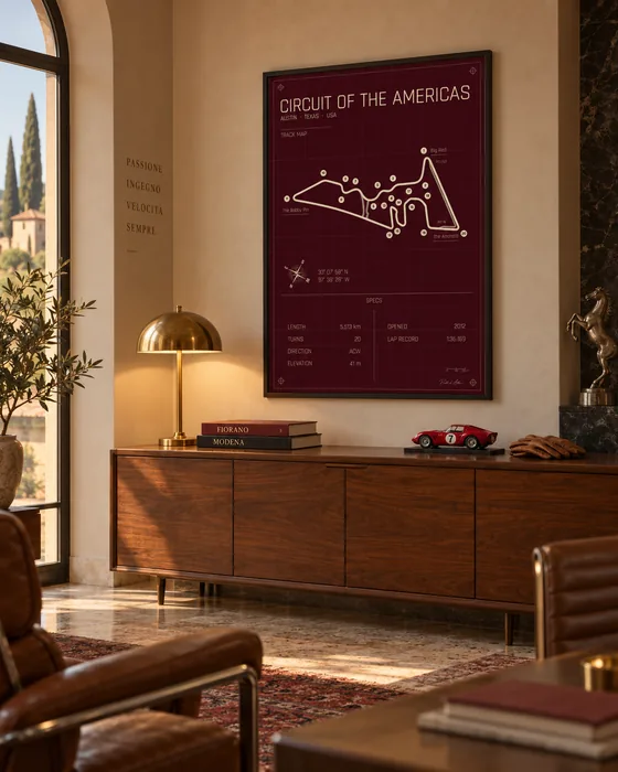 Circuit of the Americas circuit poster — Rosso edition