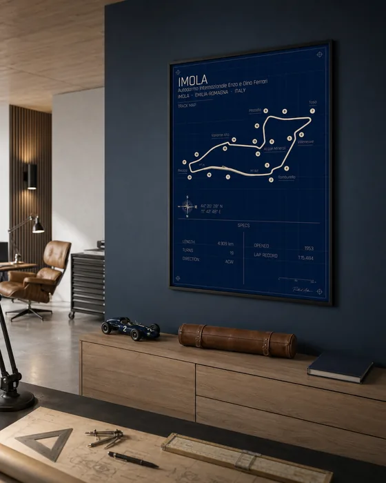 Imola circuit poster — Blueprint edition