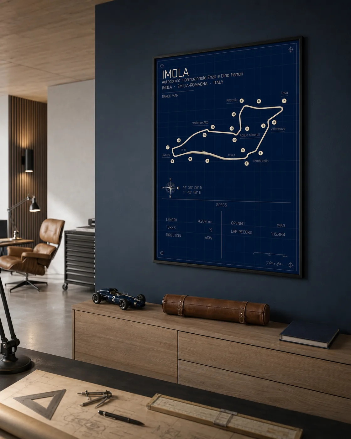 Imola circuit poster — Blueprint edition