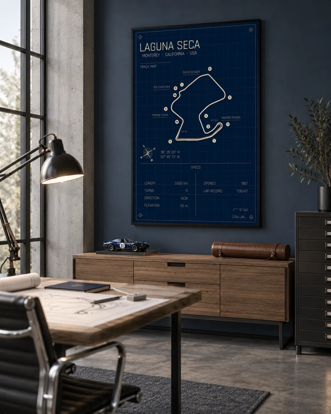 Laguna Seca circuit poster — Blueprint