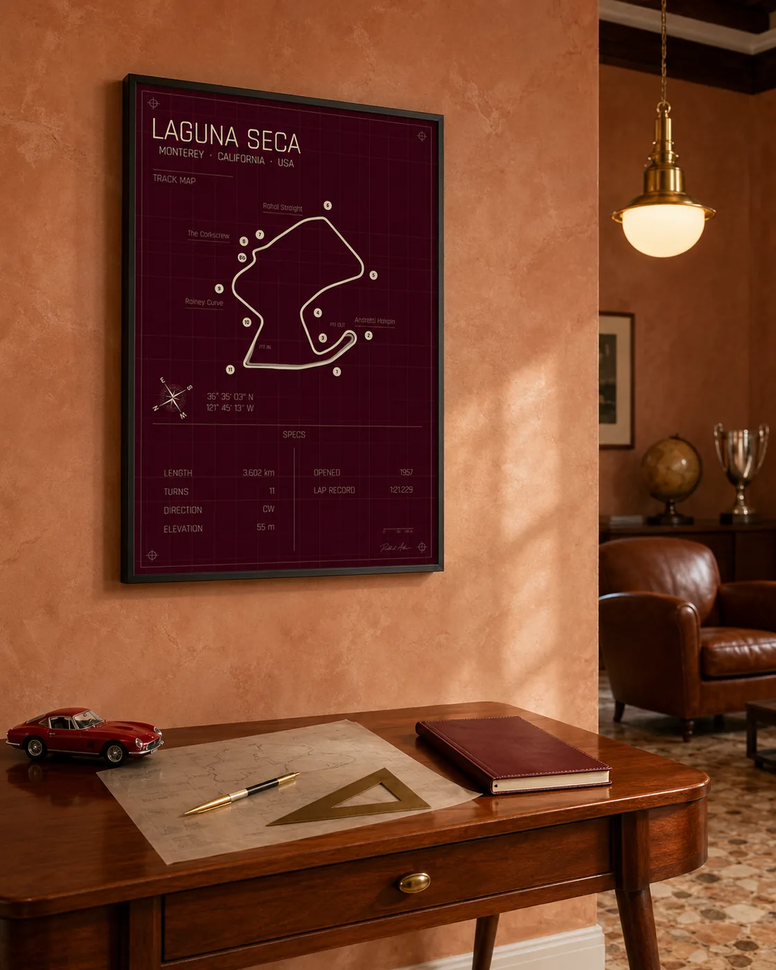 Laguna Seca circuit poster — Rosso edition