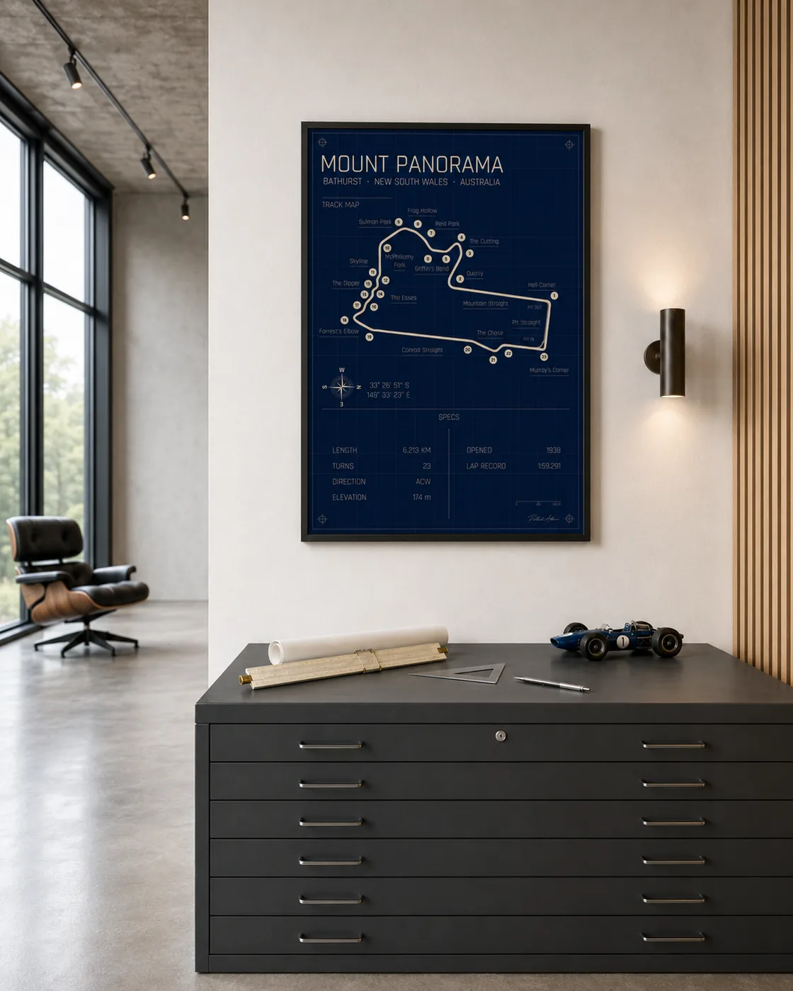 Mount Panorama circuit poster — Blueprint edition