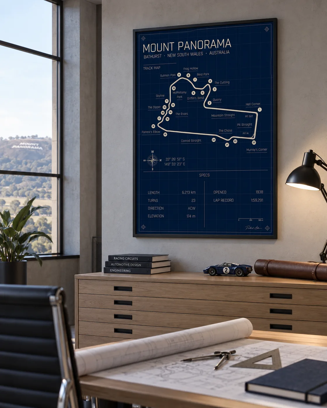 Mount Panorama circuit poster — Blueprint