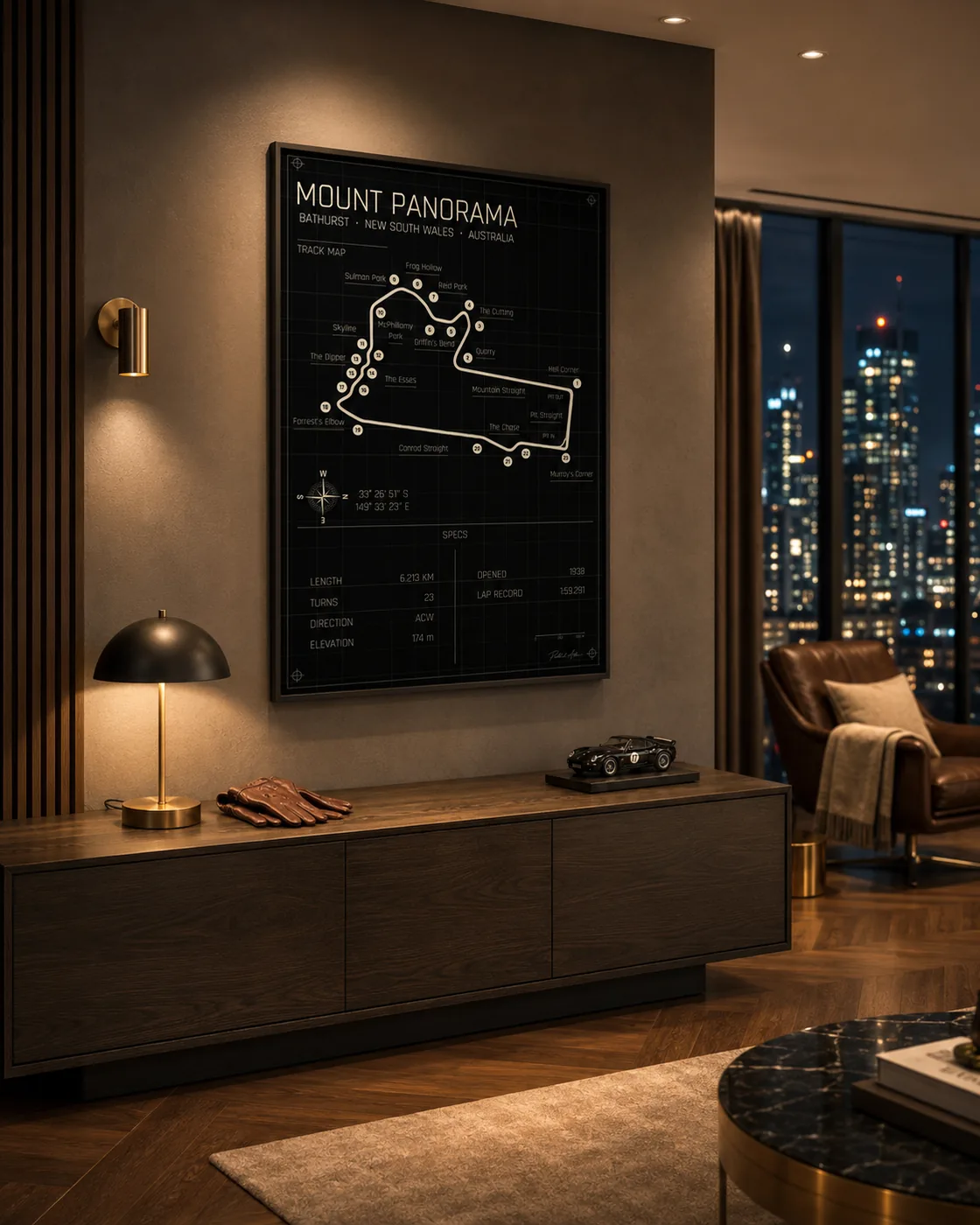 Mount Panorama circuit poster — Midnight edition