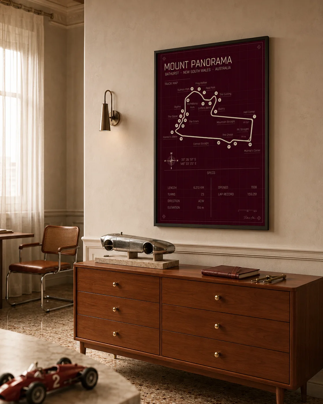 Mount Panorama circuit poster — Rosso edition