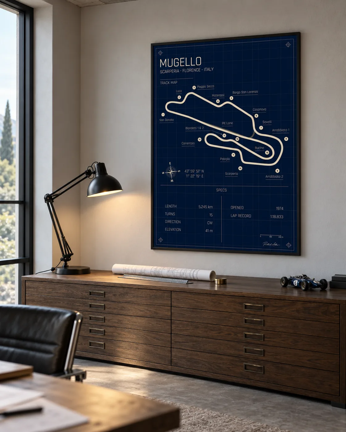 Mugello circuit poster — Blueprint