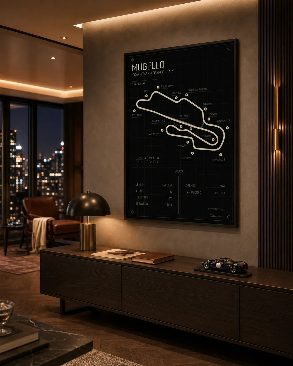 Mugello circuit poster — Midnight edition