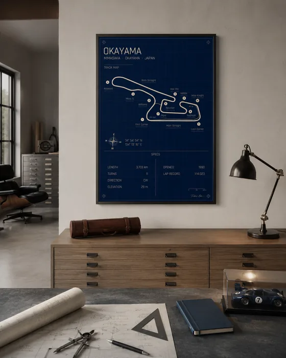Okayama circuit poster — Blueprint edition