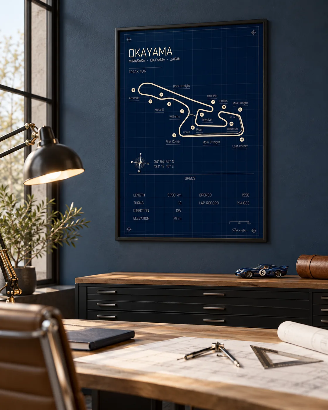 Okayama circuit poster — Blueprint