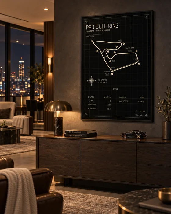 Red Bull Ring circuit poster — Midnight edition