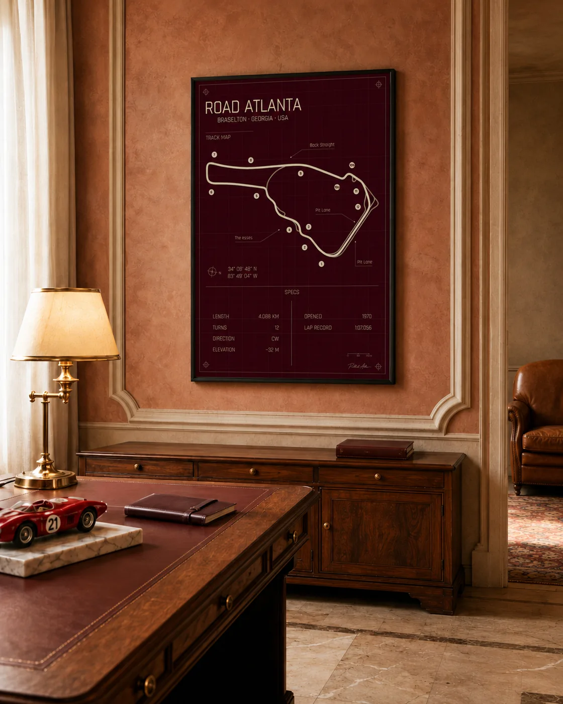 Road Atlanta circuit poster — Rosso edition
