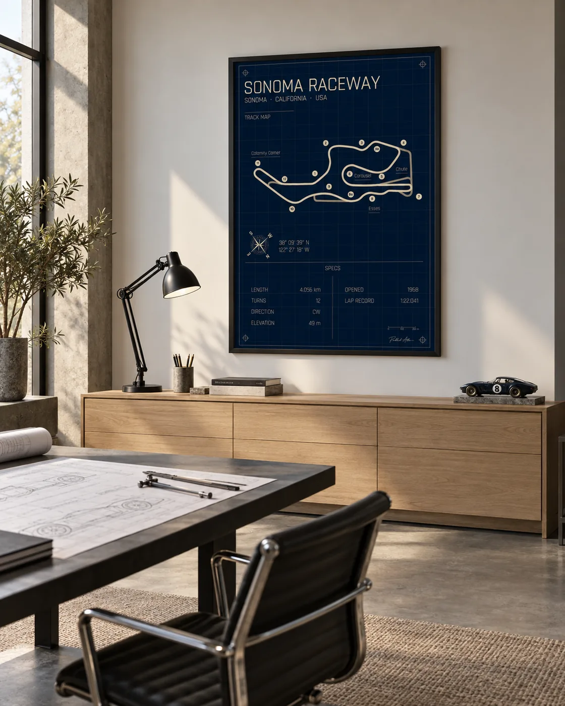 Sonoma Raceway circuit poster — Blueprint