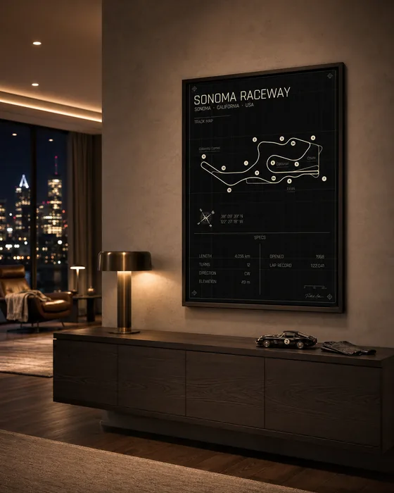 Sonoma Raceway circuit poster — Midnight edition