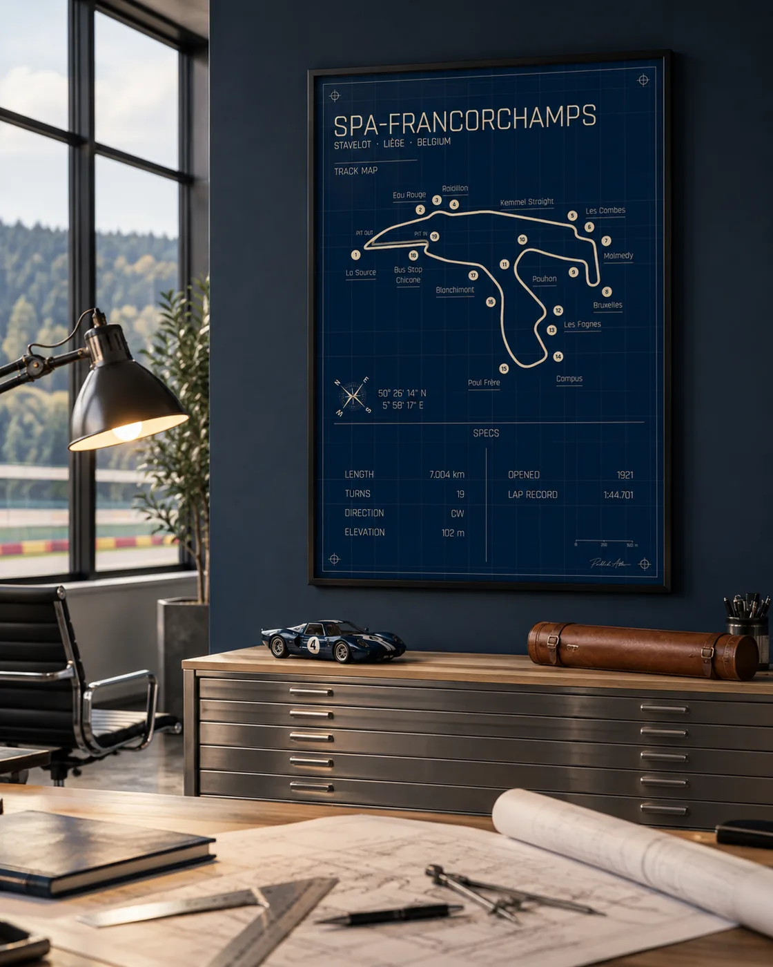 Spa-Francorchamps circuit poster — Blueprint