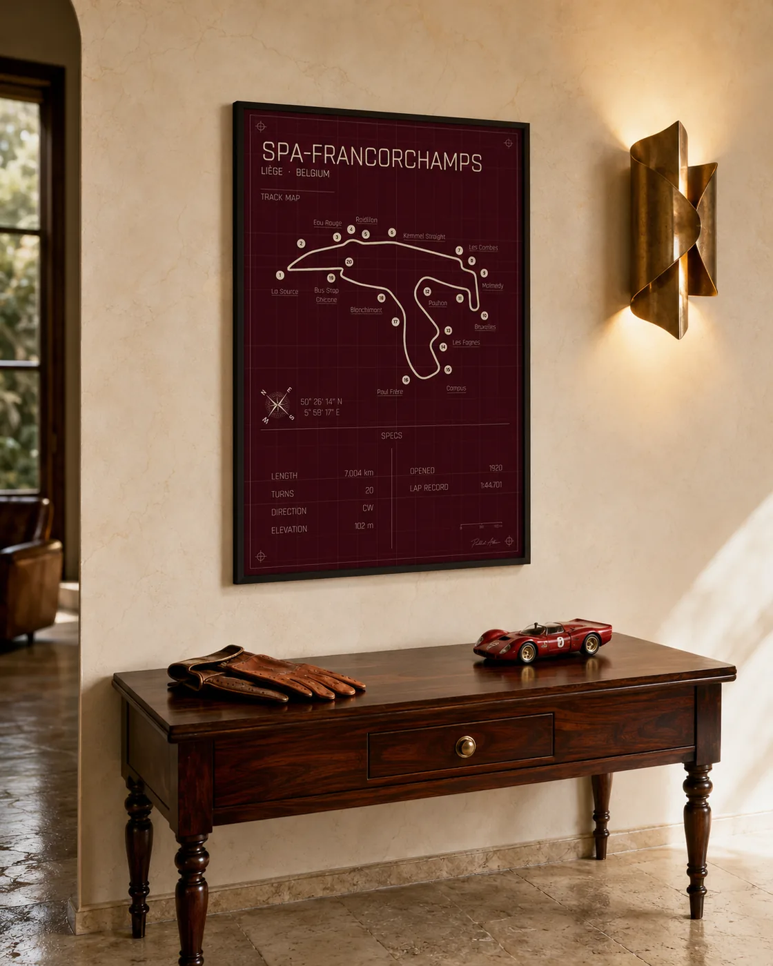 Spa-Francorchamps circuit poster — Rosso edition