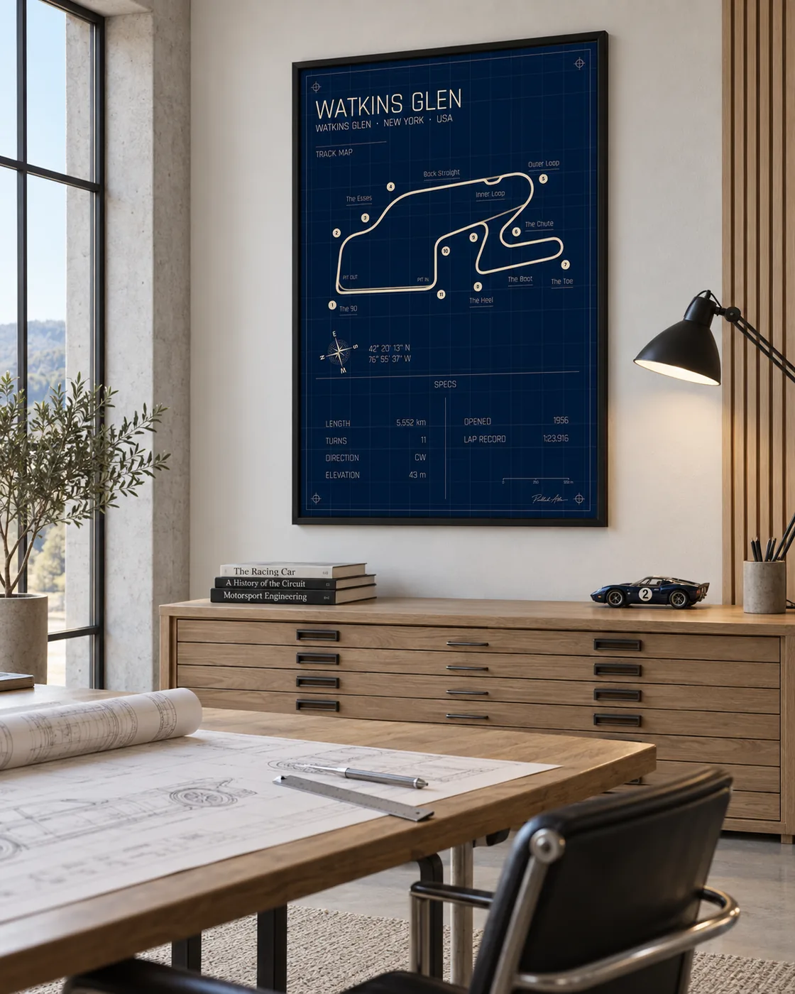 Watkins Glen circuit poster — Blueprint